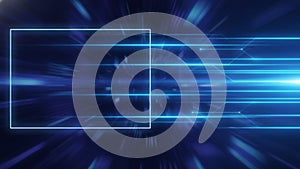 Futuristic Blue Digital Light Streams with Technology Interface Frame